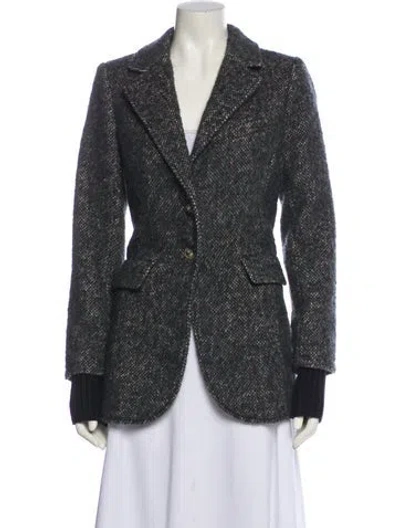Pre-owned Favorite Daughter Wool Tweed Pattern Blazer In Blue