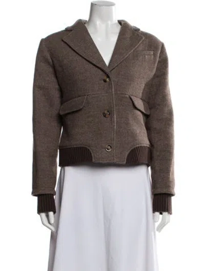 Pre-owned Favorite Daughter Wool Tweed Pattern Bomber Jacket In Brown