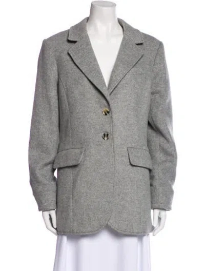 Pre-owned Favorite Daughter Wool Tweed Pattern Peacoat In Gray