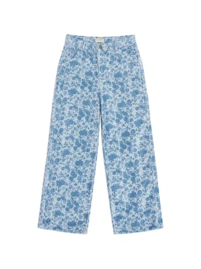 Favorite People Bakery Floral-print Corduroy Trousers In Blue