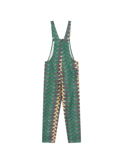 Favorite People Band Geometric-pattern Overalls In Green