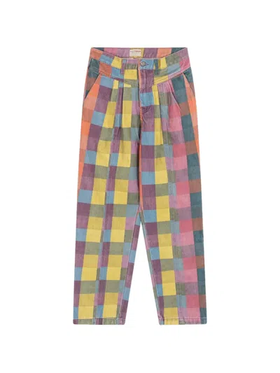 Favorite People Bookstore Check-pattern High-waisted Trousers In Multi