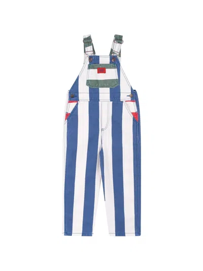 Favorite People Kids' Capri Striped Adjustable-straps Dungarees In Blue