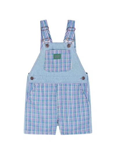 Favorite People Kids' Checked Shorts Overalls In Blue