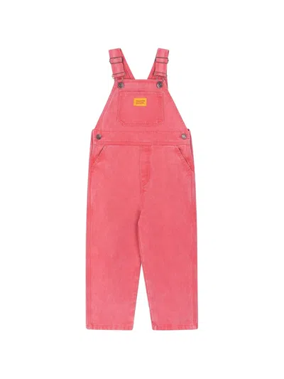 Favorite People Kids' Cherry Tomato Adjustable Button Overalls In Pink