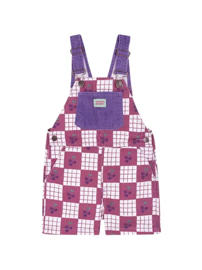 Favorite People Kids' Ciao Checkered Dungarees In Purple