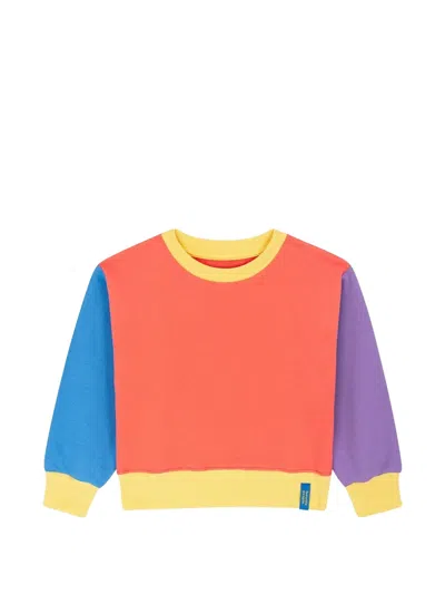 Favorite People Kids' Colour Block Ribbed Sweatshirt In Orange