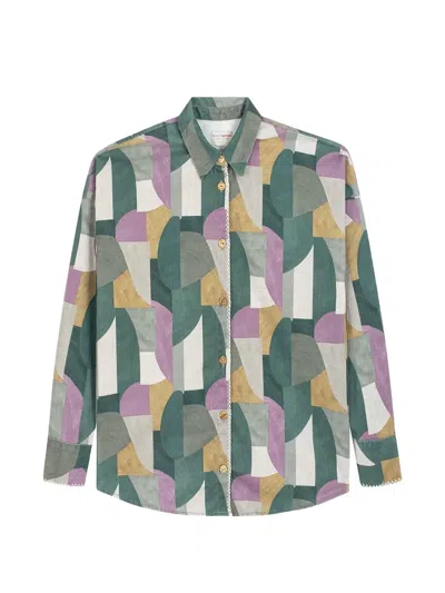 Favorite People Cratons Geometric-pattern Long-sleeves Shirt In Green