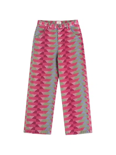 Favorite People Crew Geometric-pattern Wide-leg Trousers In Multi