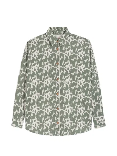Favorite People Crush Cow-pattern Cotton Shirt In Green