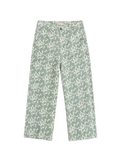 Favorite People Crush Cow-print Wide-leg Trousers In Green
