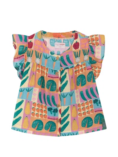 Favorite People Kids' Flutter-sleeve Fruit Print Top In Multi