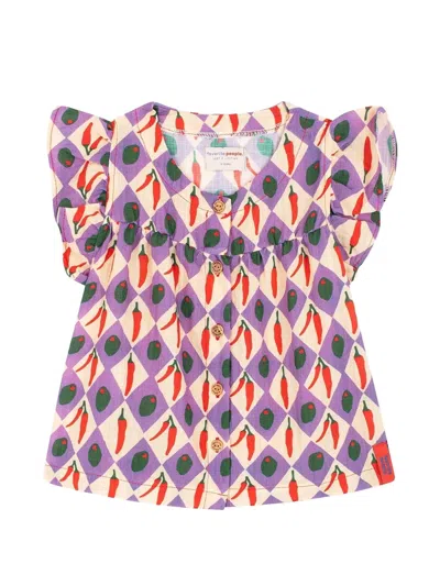 Favorite People Kids' Formaggio Ruffled Blouse In Purple