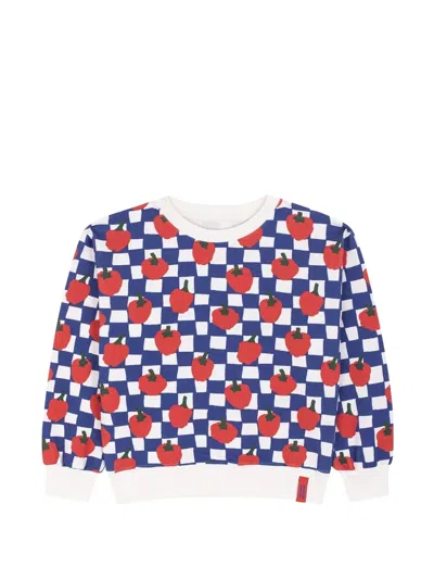 Favorite People Kids' La Cantina Checkered Pepper Print Sweatshirt In Blue