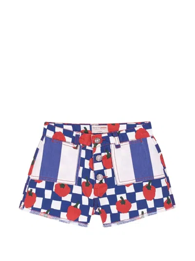 Favorite People Kids' La Cantina Checkered Printed Shorts In Blue