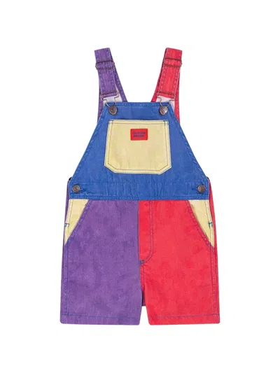 Favorite People Kids' Mozzarella Adjustable-straps Colour Block Shorts In Blue