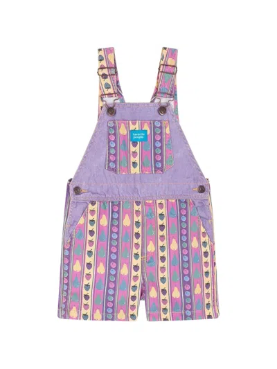 Favorite People Kids' Multicoloured Pattern Overalls In Purple