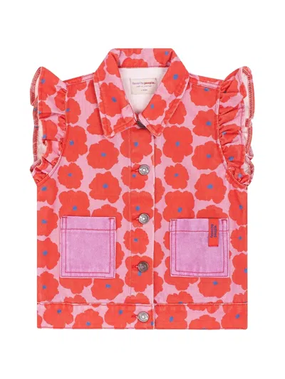 Favorite People Kids' Napoli Floral Ruffled Vest In Red