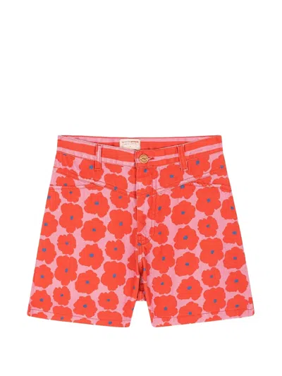 Favorite People Napoli Floral-print Shorts In Red