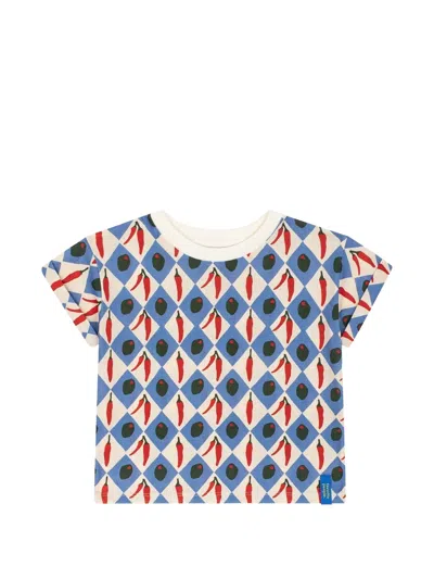 Favorite People Kids' Oliva Square Pattern T-shirt In Blue