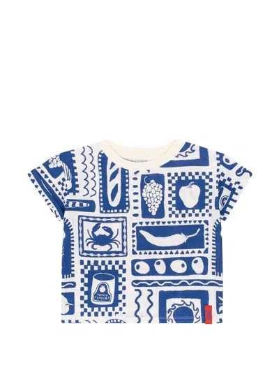 Favorite People Kids' Positano Illustration Patterned T-shirt In White