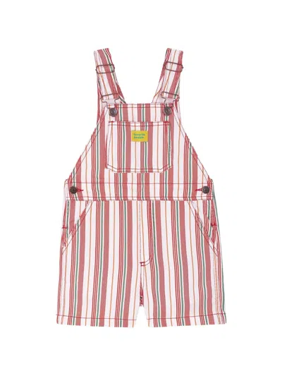 Favorite People Kids' Striped Adjustable Short Overalls In Pink
