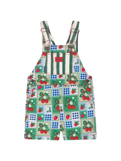 Favorite People Kids' Striped Fruit Print Short Overalls In Multi