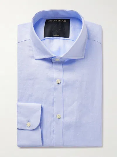 Favourbrook Bridford Cutaway-collar Linen Shirt In Blue