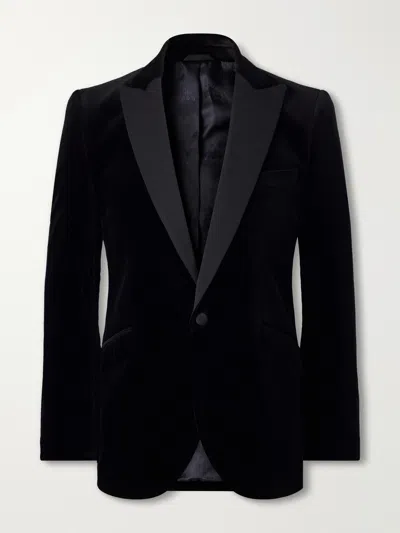 Favourbrook Grosgrain-trimmed Cotton-velvet Tuxedo Jacket In Blue