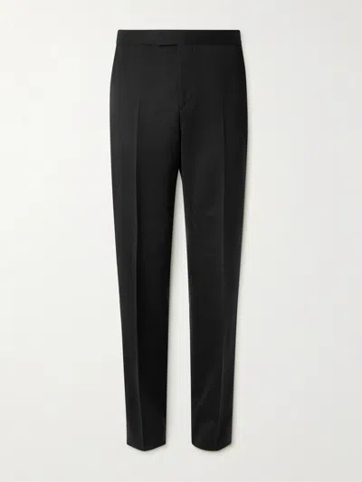 Favourbrook Hampton Slim-fit Grosgrain-trimmed Wool-twill Tuxedo Trousers In Black