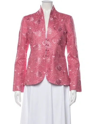Pre-owned Favourbrook Linen Floral Print Jacket In Pink