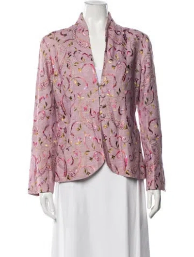 Pre-owned Favourbrook Linen Paisley Print Jacket In Pink