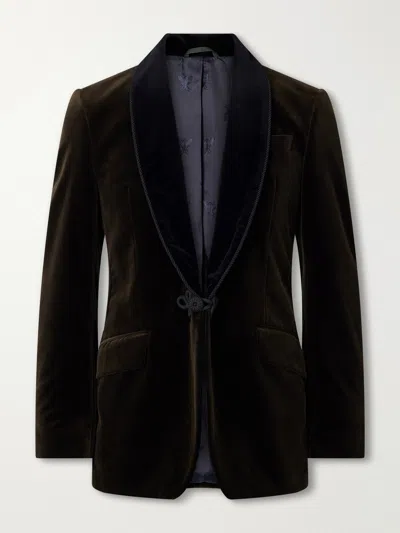 Favourbrook Mayfair Shawl-collar Cotton-velvet Tuxedo Jacket In Brown