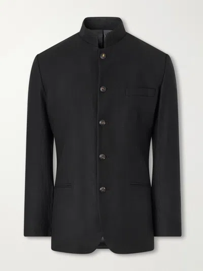 Favourbrook Nehru Recycled Cashmere-twill Blazer In Black