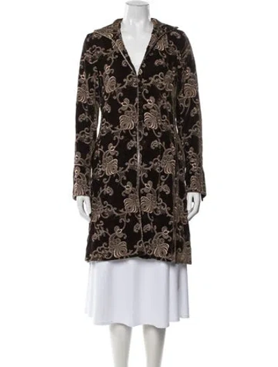 Pre-owned Favourbrook Paisley Print Coat In Brown