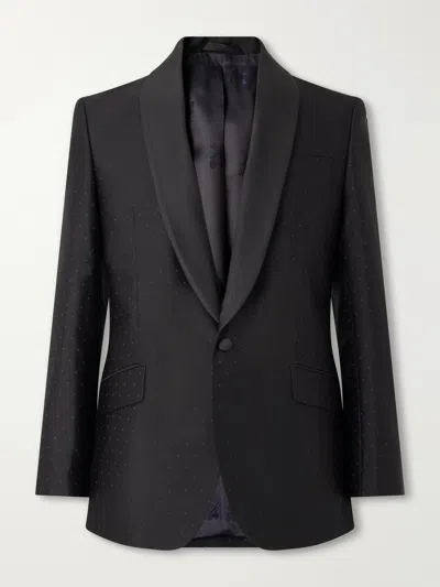 Favourbrook Polka-dots Wool And Silk-blend Tuxedo Jacket In Black