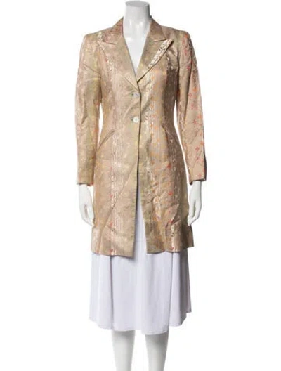 Pre-owned Favourbrook Silk Floral Print Blazer In Neutrals