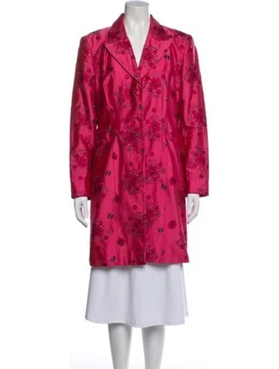 Pre-owned Favourbrook Silk Floral Print Coat In Pink