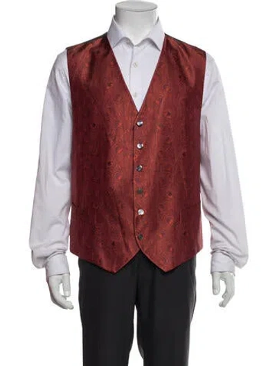 Pre-owned Favourbrook Silk Patterned Vest In Red