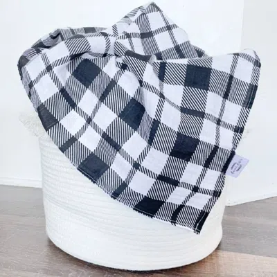 Fawn & Foster Baby Organic Muslin Gauze Swaddle Blanket - Lennox In Black & White Plaid In Blue