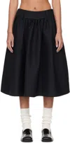 Fax Copy Express Black Belt Loop Midi Skirt In Black
