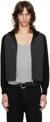 Fax Copy Express Black Cropped 'great Tit' Hoodie In Black