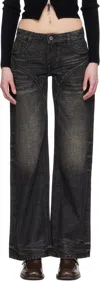 Fax Copy Express Black Dirty Wash Straight Jeans In Black