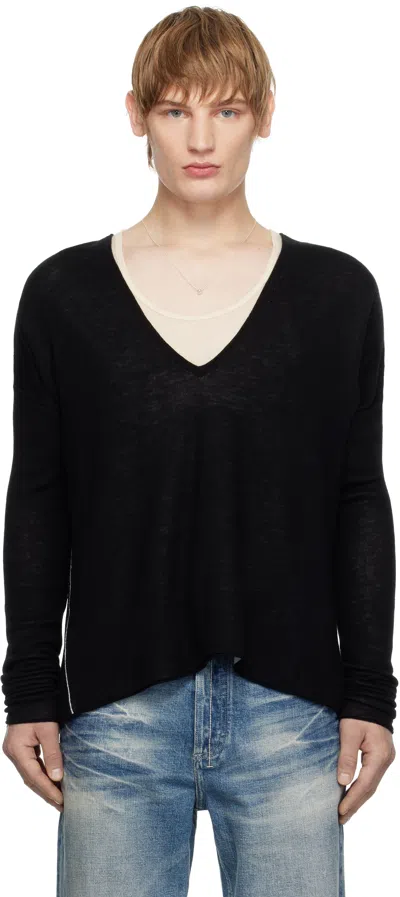 Fax Copy Express Black Double-sided V Neckline Reversible Sweater