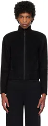 Fax Copy Express Black Fleece Zip-up Jacket In Black