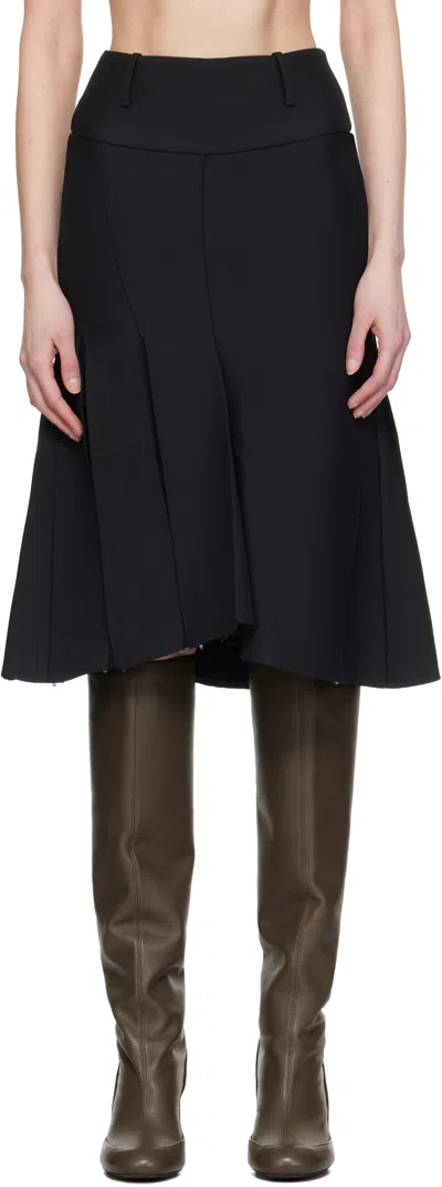 Fax Copy Express Black Pleated Midi Skirt