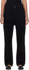 Fax Copy Express Black Red Stitch Straight Jeans In Black