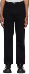Fax Copy Express Black Stitch Straight Jeans In Black