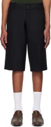 Fax Copy Express Black Straight Bermuda Shorts In Black