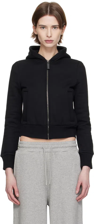 Fax Copy Express Black Tight Cropped Fleece-lined Hoodie